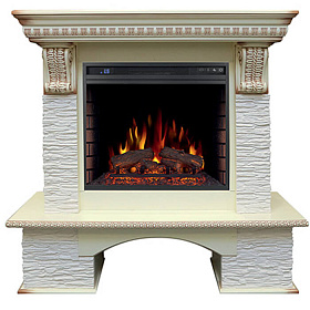 Портал Royal Flame Pierre Luxe сланец мелкий белый под очаг Vision 23 LED FX фото